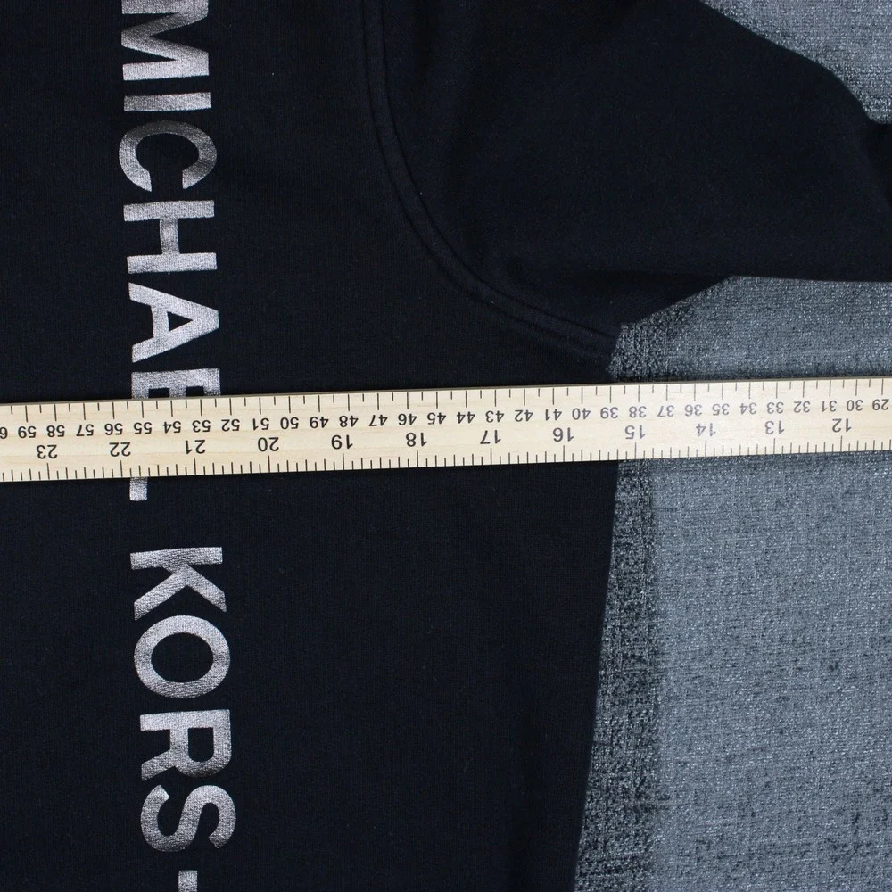 Michael Kors Womens Black Full Zip Logo‎ Sweatshirt Bomber Jacket Size M